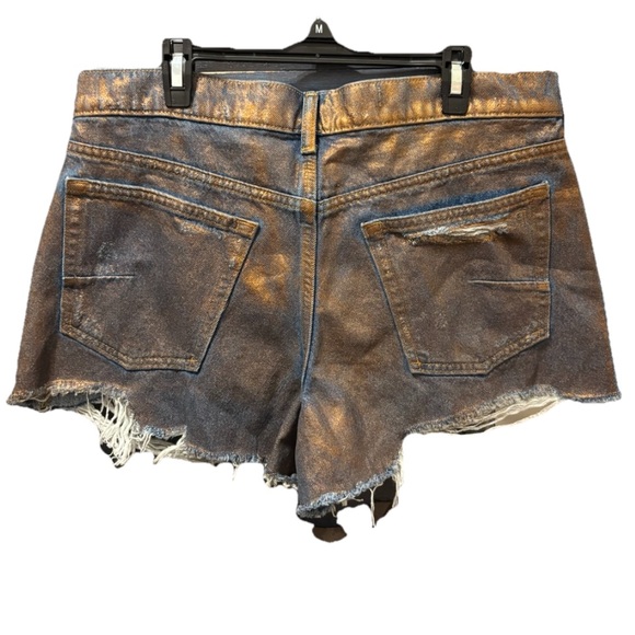 NWT ANTHROPOLOGIE THE DEVON DENIM SHORTS BY PILCRO: COATED EDITION PYRITE WASH - Picture 2 of 4